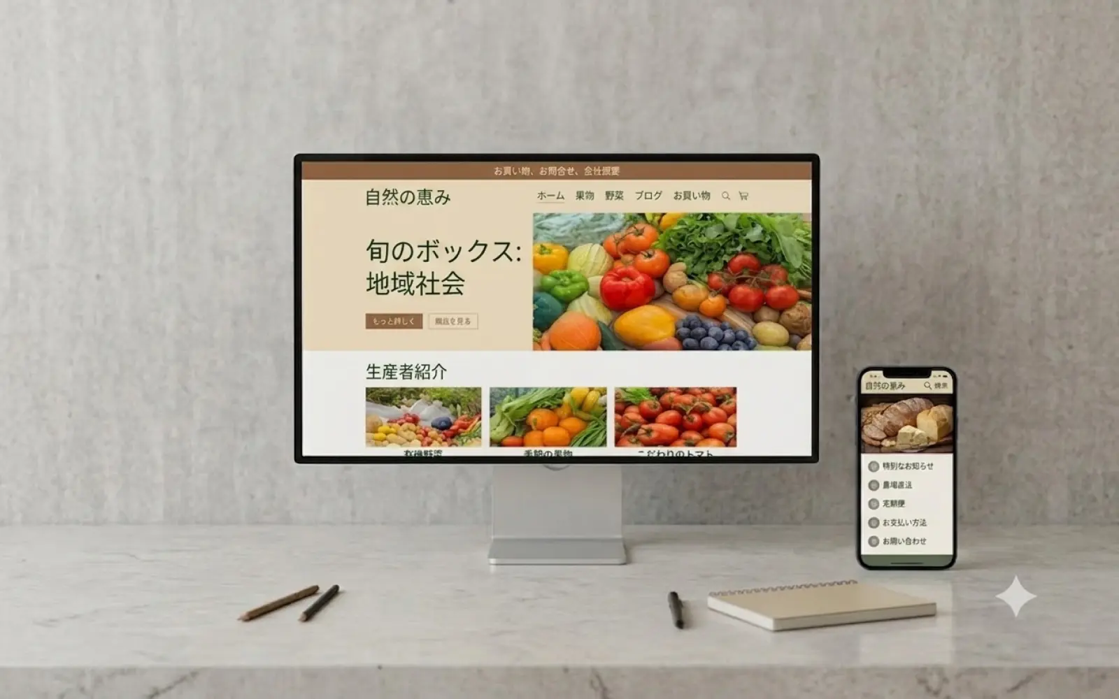 自然食品店のホームページ